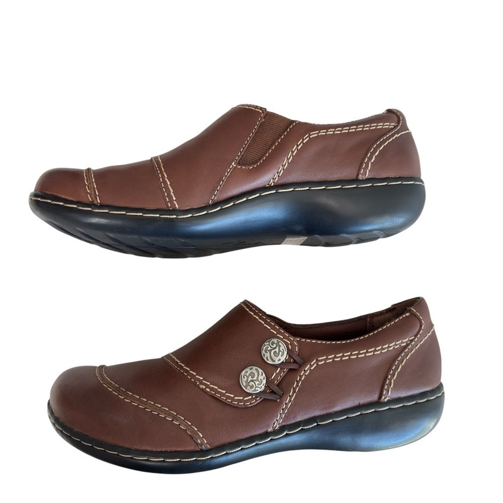 Clarks Bendables Brown Leather Ashland Alpine Slip On Womens Comfort Shoe Size 7 - Picture 8 of 12